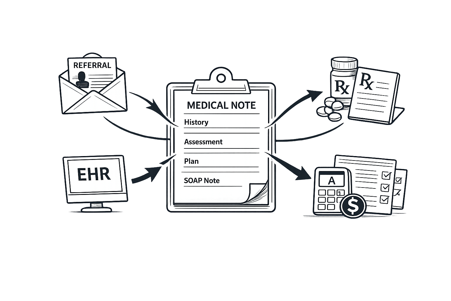 Automation panel with next actions beside a completed note